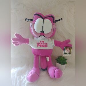 Vintage GARFIELD Nanco Plush Doll I'M TICKLED PINK W/Tag
